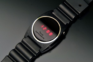 TI red digital watch